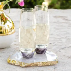 Elevo Champagne Glasses, Amethyst, Set of 2