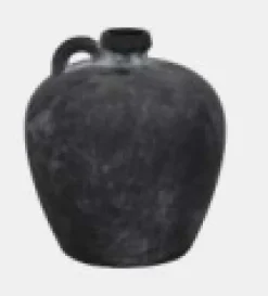 Faded Terracotta Handle Vase Black