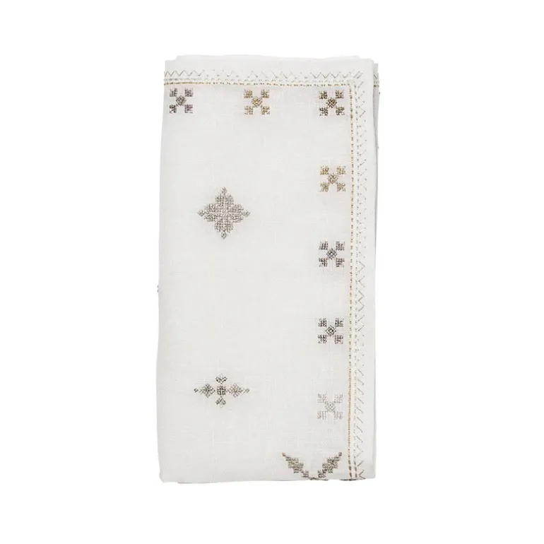 Fez Napkin in White, Silver & Gold Set of 4