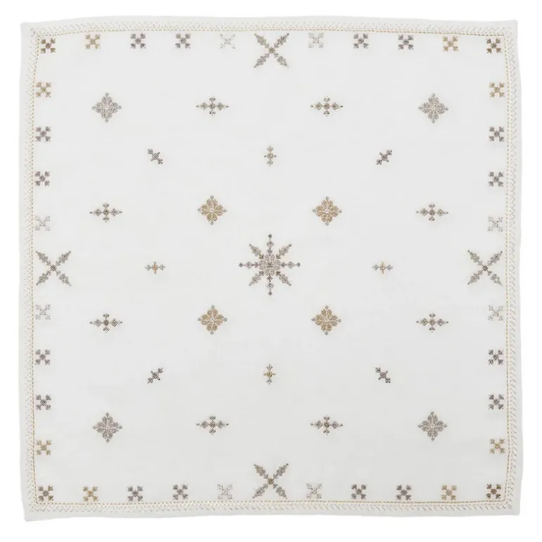 Fez Napkin in White, Silver & Gold Set of 4