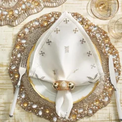 Fez Napkin in White, Silver & Gold Set of 4
