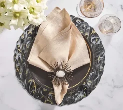 Flare Napkin Ring Black & Gold Set of 4