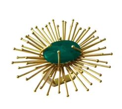 Flare Napkin Ring Gold & Emerald Set of 4