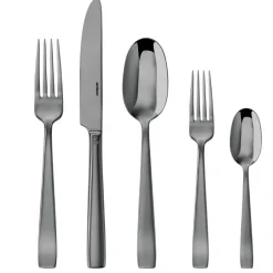 Flat Flatware PVD Black 5 Piece Set
