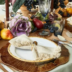 Fringe Napkin Natural & Silver Set of 4