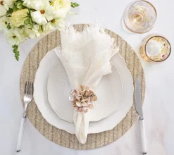 Fringe Napkin White & Gold Set of 4