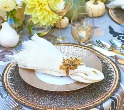 Fringe Napkin White & Gold Set of 4