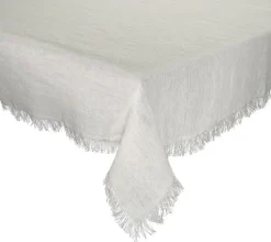 Fringe Tablecloth in Natural & Silver