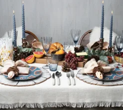 Fringe Tablecloth in Natural & Silver