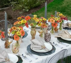 Fringe Tablecloth in Natural & Silver