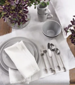 Fringed Stone Washed Napkin Ivory Set of 4