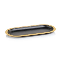 Gold Rimmed Black Oval Tray
