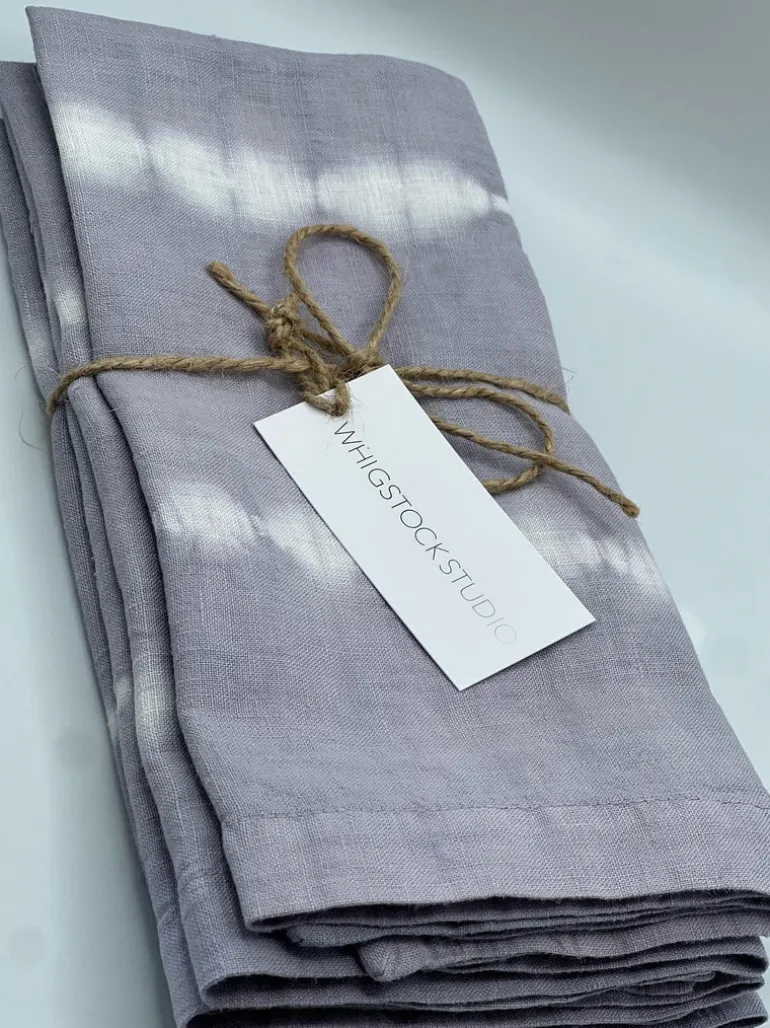 Hand Dyed Linen Napkin Set of 4 - Lavender Gray