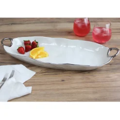 Handle Deep Serving Platter Silver