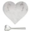 Happy Heart Bowl With Spoon in White Marble
