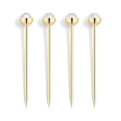 Hospitality Cocktail Picks, Gold & Crystal, Set of 4