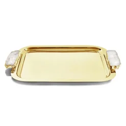 Hospitality Tray Crystal, Gold & Crystal
