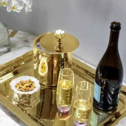 Hospitality Tray Crystal, Gold & Crystal