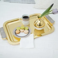 Hospitality Tray Crystal, Gold & Crystal