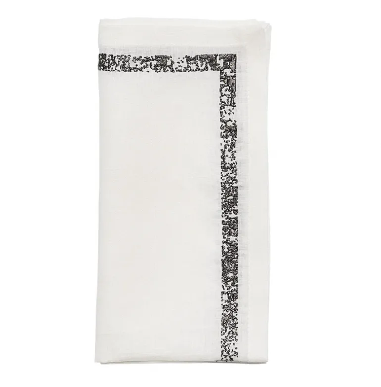 Impression White & Gunmetal Napkin Set of 4