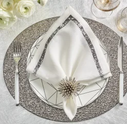 Impression White & Gunmetal Napkin Set of 4
