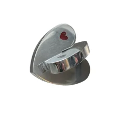 Interlocking Metal Heart Sculpture Chunky With Red Heart 3.5"