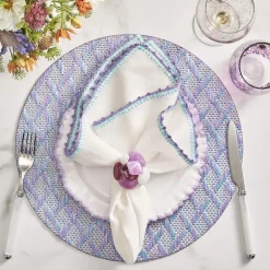 Knotted Edge Napkin Lilac & Blue Set of 4