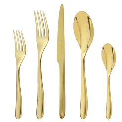 L'Ame De Christofle Gold Stainless Steel Flatware 5 Piece Setting