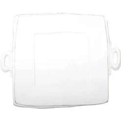 Lastra Handled Square Platter - White