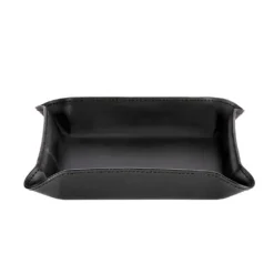 Leather Catchall Valet Tray Black
