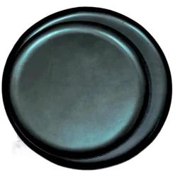 Leather Round Black Ottoman Tray