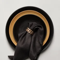 Linen Sateen Napkin Black Set of 4