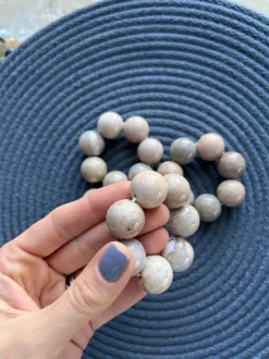 Marble Bead Napkin Ring Cream Set of 4