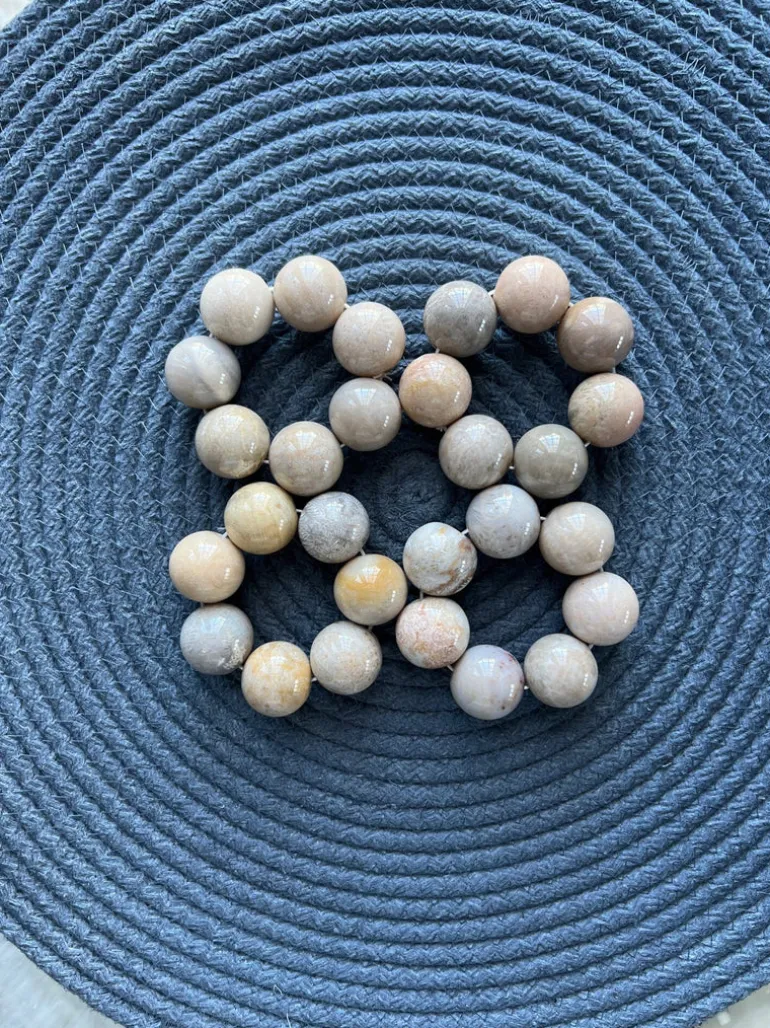 Marble Bead Napkin Ring Cream Set of 4