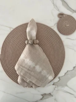 Marble Bead Napkin Ring Cream Set of 4