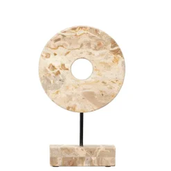 Marble Cream Circle Disk on Stand