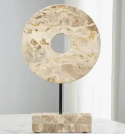 Marble Cream Circle Disk on Stand