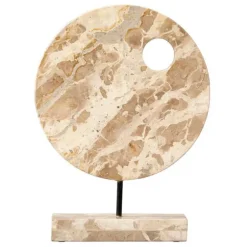 Marble Cream Luna Disk on Stand