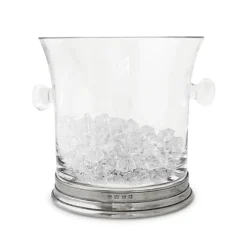 MATCH Pewter & Crystal Ice Bucket With Handles