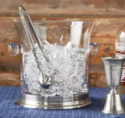 MATCH Pewter & Crystal Ice Bucket With Handles
