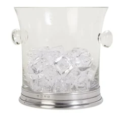 MATCH Pewter & Crystal Ice Bucket With Handles
