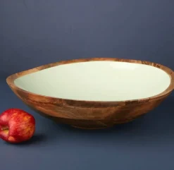 Mayan Oval Wood Bowl Mint Large