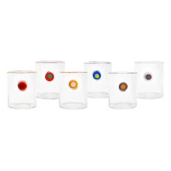 Medallion Multi Color Highball Glass Set of 6