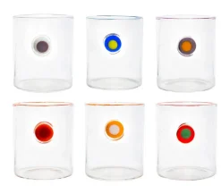 Medallion Multi Color Highball Glass Set of 6