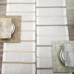 Metallic Band Silver Table Runner