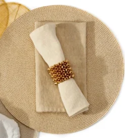 Metallic Casual Napkin Taupe & Gold Set of 4