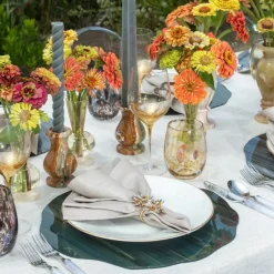 Metallic Linen Napkin Natural Silver Set of 4