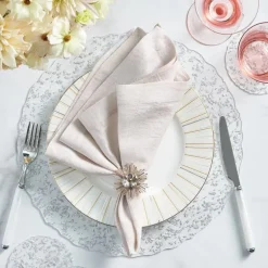 Metallic Linen Napkin Natural Silver Set of 4