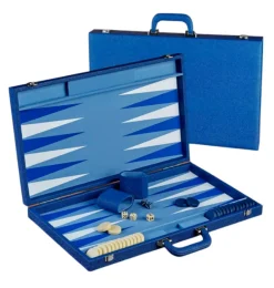 Onyx Pebble Blue Backgammon Set