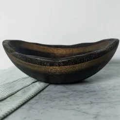 Oval Wood Bowl Black Ebonized 15"